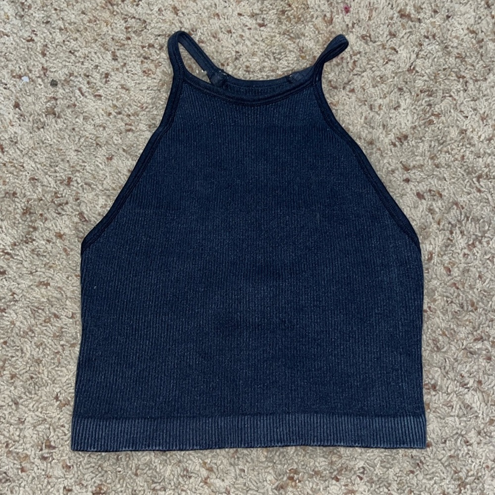 Forever 21: navy blue ribbed tank top, cropped. Small